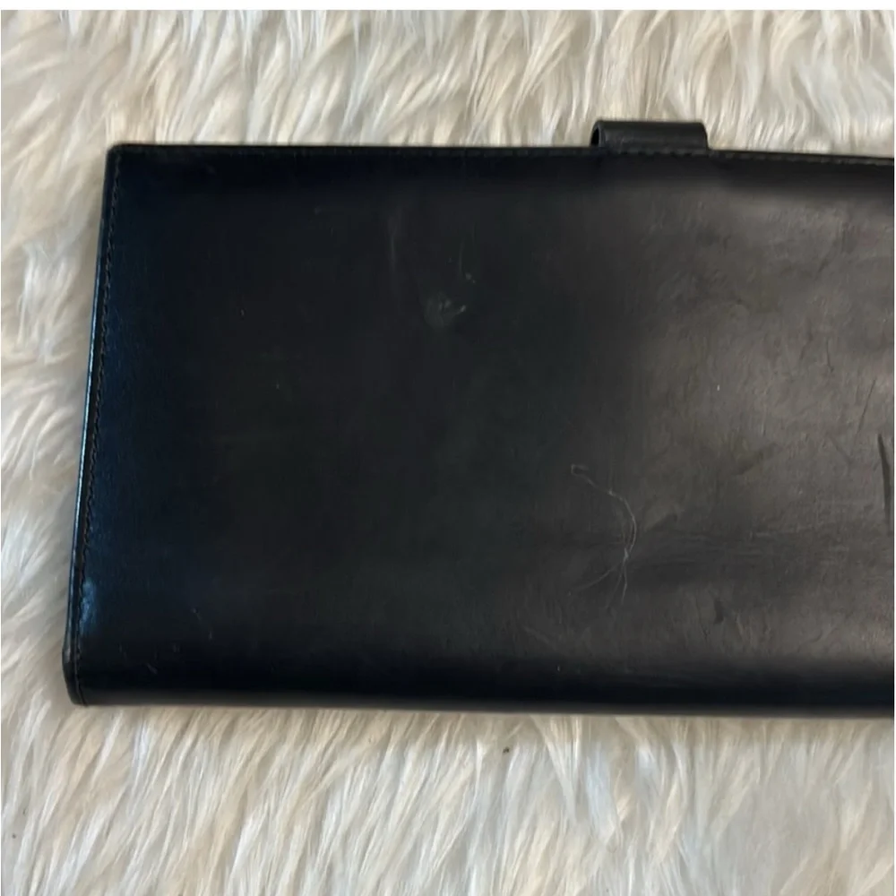 Salvatore Ferragamo Black Leather Bi-Fold Long wallet
